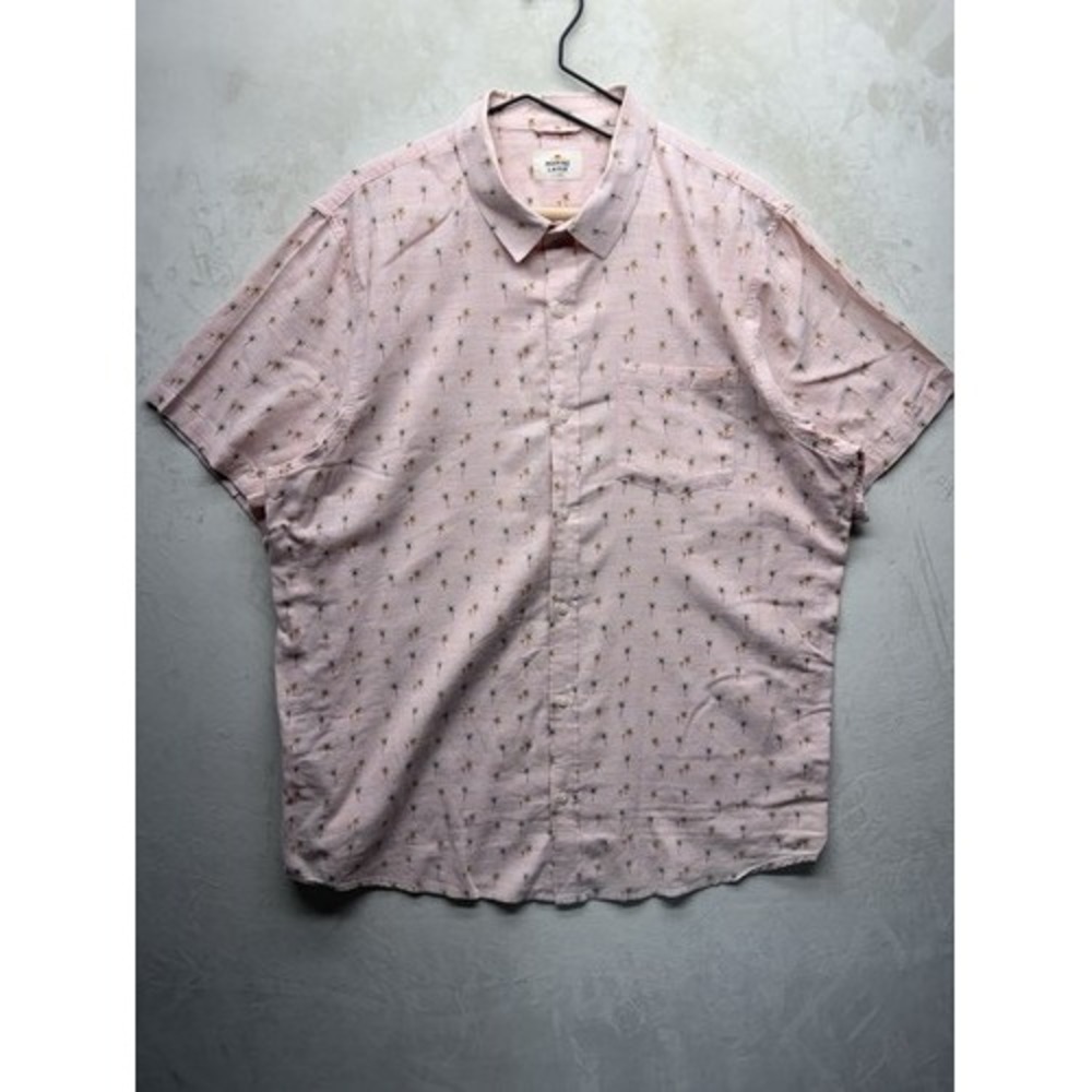 Marine Layer Shirt Mens XL Selvage Pink Palm Tree Short Sleeve Button Up Cotton